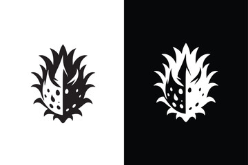 Dragon fruit victor icon with black and white background.