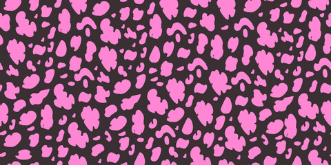Leopard seamless pattern. Animalistic print for fabric, paper. Vector hand-drawn background. 