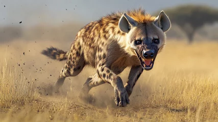  A professional wildlife photo of a large hyena attacking  © nelo