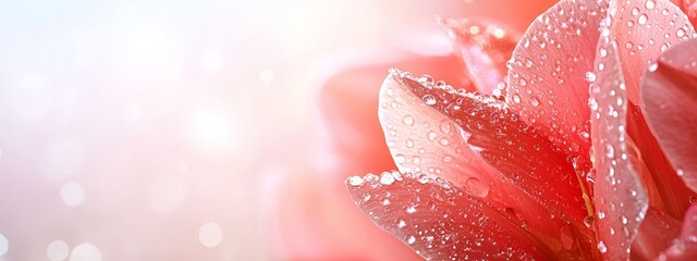  A pink flower with dewdrops on its petals against a blue sky backdrop ..Or, for a more poetic touch:.Int