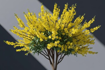 Obraz premium Stunning 3D Visualization of Forsythia x Intermedia Blooming with Dark Background