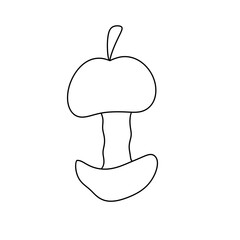 A drawing of an apple with a bite taken out of it