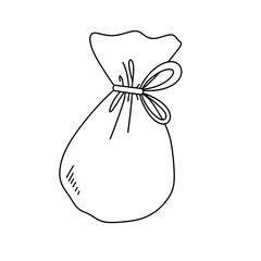 A white bag with a string tied to it
