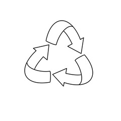 A white circle with three arrows pointing in different directions