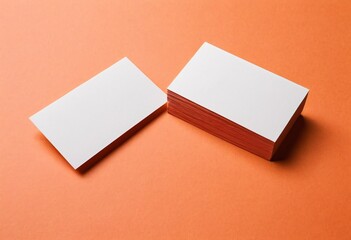 Business cards blank. Mockup on color background. Flat Lay. copy space for text. Ai generated image
