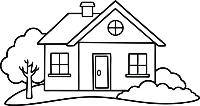 recommend clip art: house line art illustration black and white