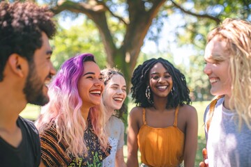 A lively circle of friends shares their aspirations and stories, celebrating unity in diversity.