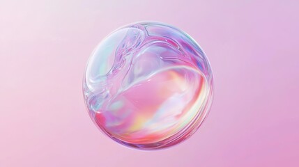 Pastel Pink and Rainbow Gradient Air Soap Bubble Ball Isolated Generative AI