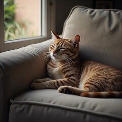 cat on sofa