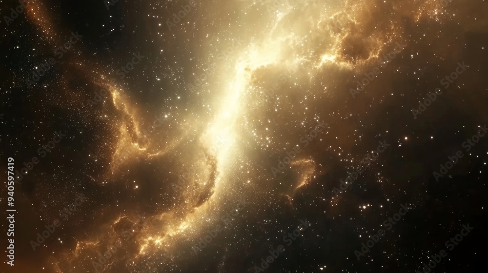 Poster cosmos universe galaxy exploration through outer space towards glowing milky way galaxy generative a