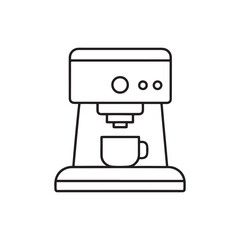 Coffee machine icon. Coffee equipment vector illustration. Icon coffee machine with cup in flat line icon on white background.