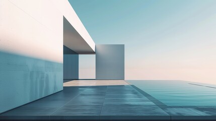 Embrace minimalism abstract beauty: a computer wallpaper showcasing modern architecture's clean lines and geometric shapes for an immersive widescreen experience