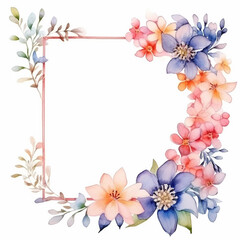 Fototapeta premium Handpainted ercolor frame with blooming flowers
