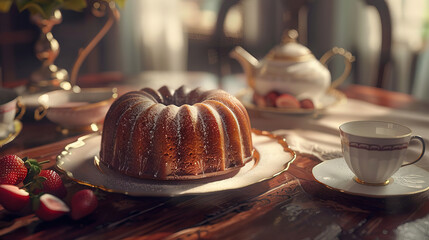Bundt cake on table