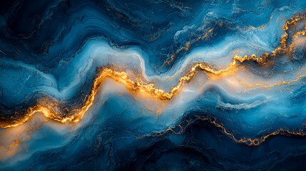 A blue and gold wave with a lot of gold glitter