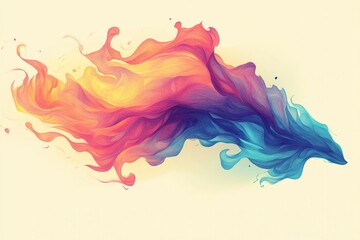 Abstract Swirling Watercolor-Like Design with Shades of Red, Yellow, and Blue