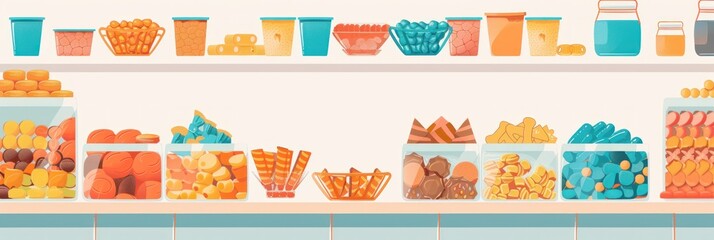 Fototapeta premium Colorful Candies in Storage Containers.