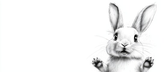 Fototapeta premium rabbit, sitting on hind legs, gazing at camera