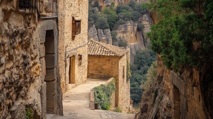 Naklejka premium Medieval architecture in Teruel's La Canyada de Benatanduz