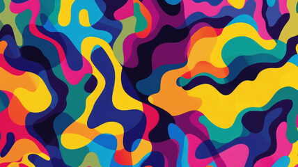 Abstract colorful psychedelic waves pattern with energetic yellow pink magenta and blue waves