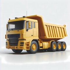3D Render of Realistic Dump Truck Model isolated on a white background