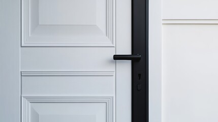 Modern and Stylish White Wooden Door with Black Handle for Interior Design Inspiration Generative AI