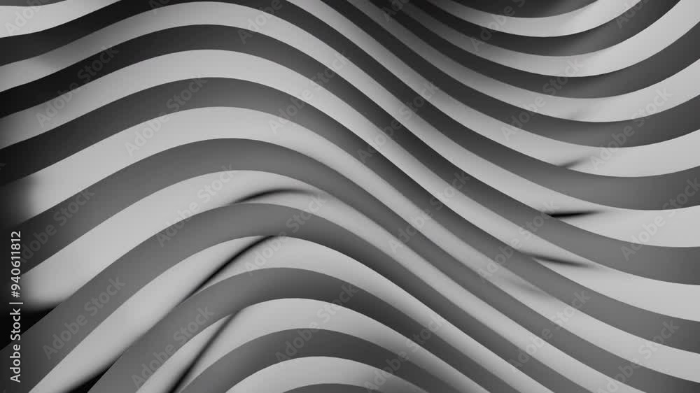Poster exploring abstract wavy patterns that are present in monochrome design aesthetics. design