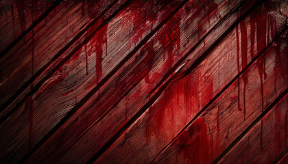 horror wood blood stain background, grunge rough wooden plank wallpaper, scary haunted crime scene concept, paint wood