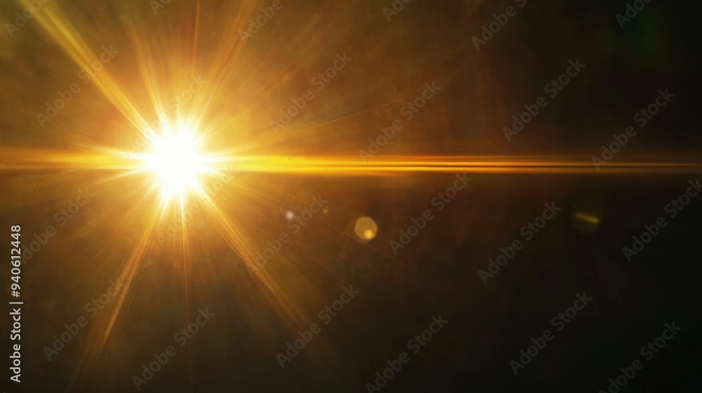 Poster natural lens flare effect against a dark backdrop for creative compositions generative ai