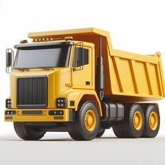 3D Render of Realistic Dump Truck Model isolated on a white background