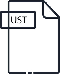 UST File format minimal icon with black outline