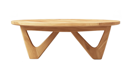 Round Wooden Table with Unique Triangular Legs   Mid Century Modern Design