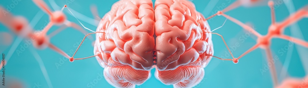 Poster detailed 3d rendering of a human brain with neural connections, showcasing the intricacies of human 