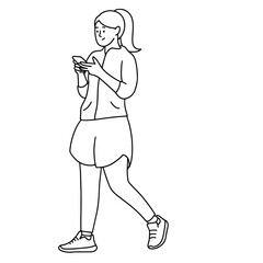 Young woman in sportwear walking on car free day