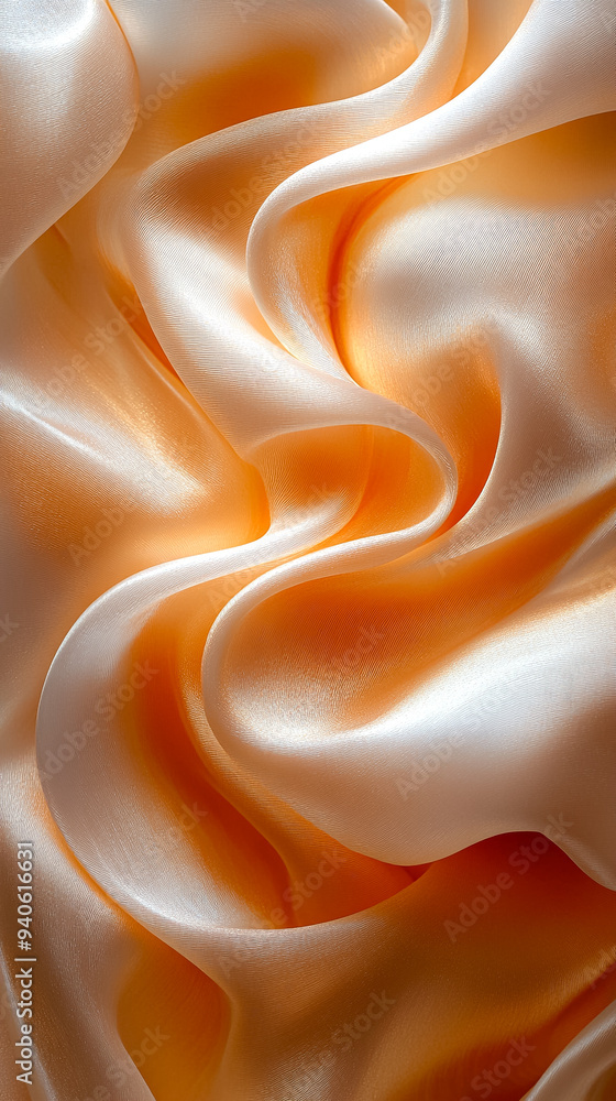 Poster the image is a close up of a piece of orange fabric with a wave pattern