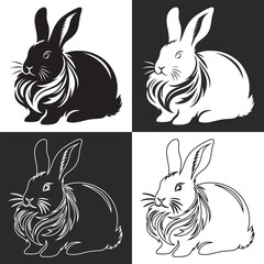 vector white and black rabbit