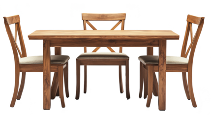 Wooden Dining Table Set with Four Chairs