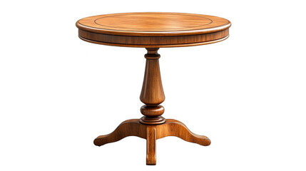 Elegant Round Wooden Pedestal Table with Turned Legs
