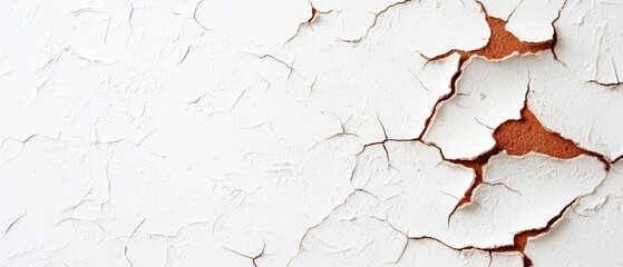 Obraz premium A tight shot of peeling paint on a pristine white wall, revealing more paint beneath, with flakes of paint coming loose from the previous layer