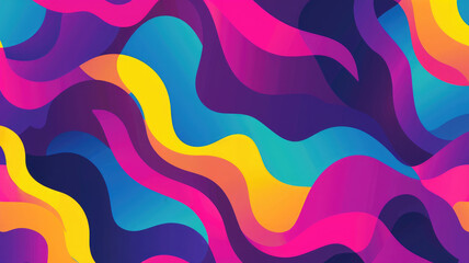 Abstract psychedelic waves with vibrant purple magenta yellow and blue tones