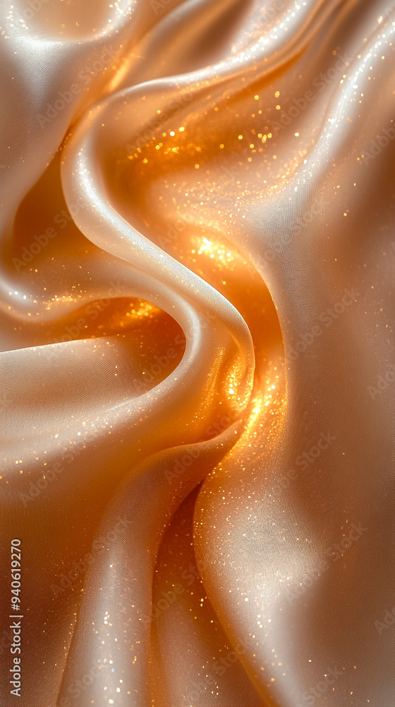 Poster a piece of fabric with a gold color and a shiny texture
