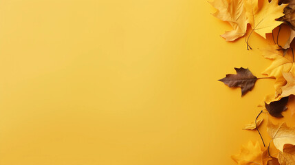 Yellow Seasonal Wallpaper with Falling Autumn Leaves