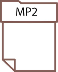 MP2 File format minimal icon with thick outline