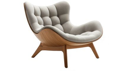 Modern Upholstered Armchair with Wooden Frame