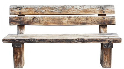 Rustic wooden bench isolated transparent background
