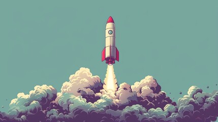 A rocket launches powerfully into the sky, symbolizing new adventures for students