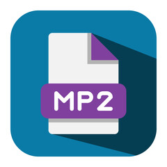 Mp2 file type flat icon format. suitable for presentations, applications and web. vector illustration designs.