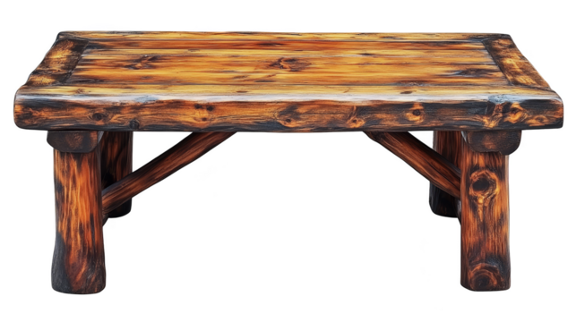 Rustic wooden table isolated transparent background