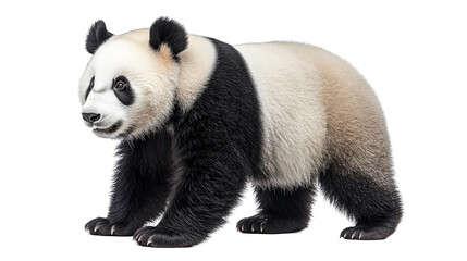 Fototapeta premium Cute giant panda bear walking isolated transparent background