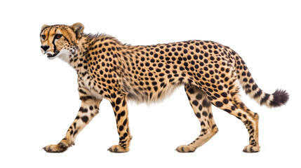 Cheetah walking isolated transparent background